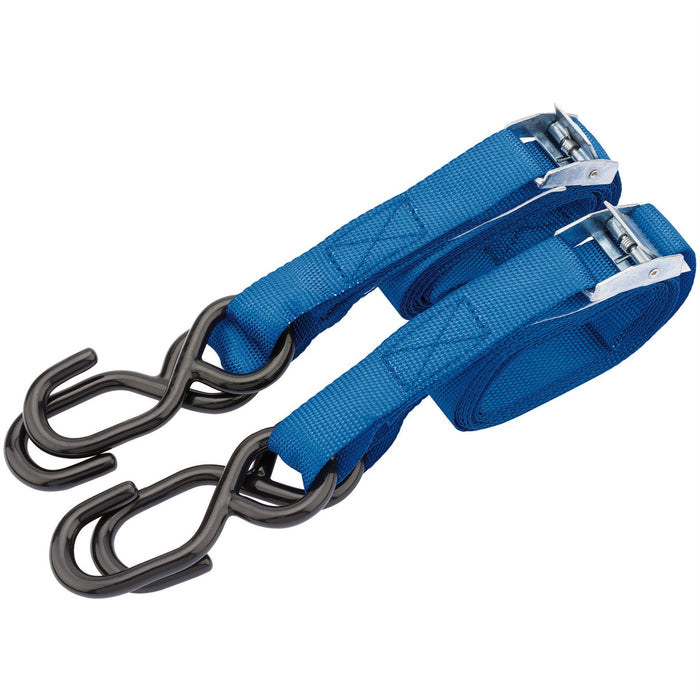 Draper Ratcheting Tie Down Straps, 2.5m x 25mm, 125kg (2 Piece) 60962 Draper - Dynamic Drive