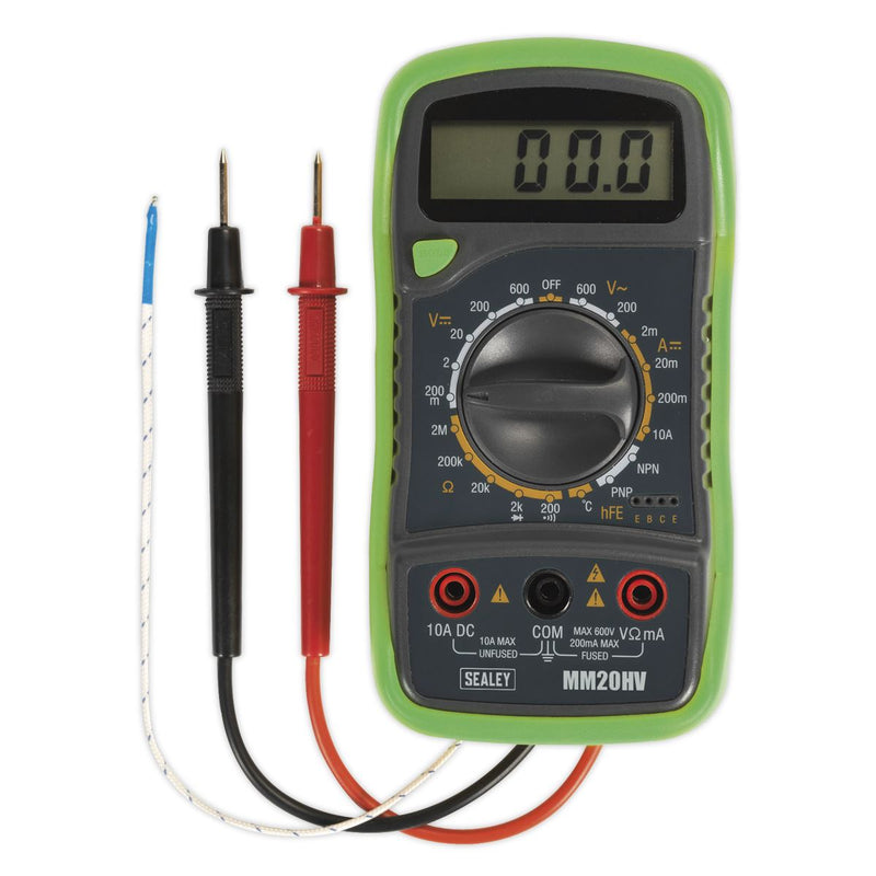 Sealey Digital Multimeter 8-Function with Thermocouple Hi-Vis mm20HV Sealey - Dynamic Drive