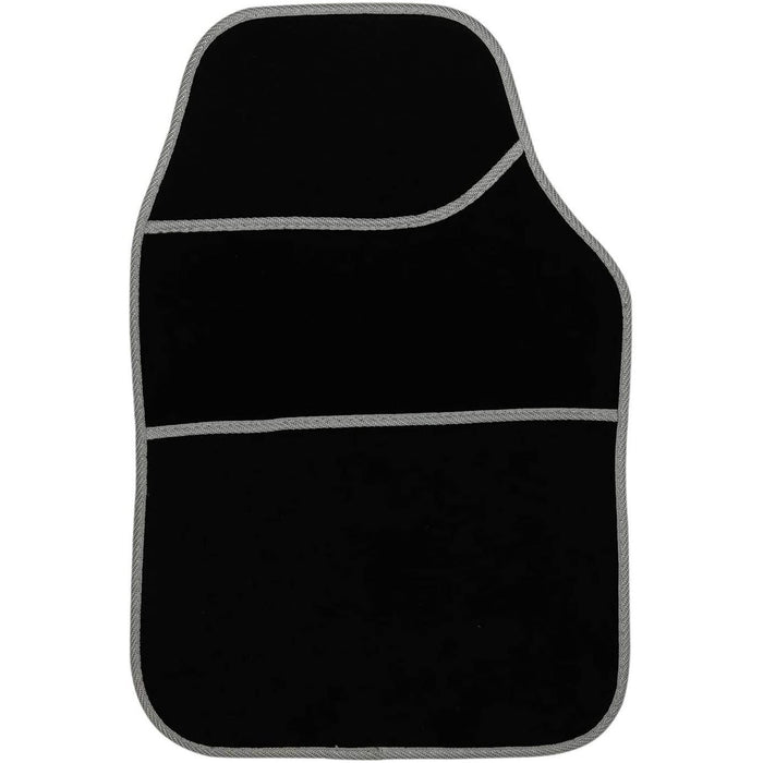 Streetwize Standard Universal Mat Set - Velour - Black/Silver Binding - 4 Piece Streetwize  - Dynamic Drive