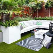 Outdoor Garden Rug Portable Reversible Mat for Decking Patio Prisma Grey/White 150 X 250 cm Plastic Straw ukcampingandleisure  - Dynamic Drive