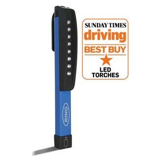 Ring 8 Led Mini Inspection Light Lamp Torch Pen With Pocket Clip & Magnet Ril50 Ring Automotive - Dynamic Drive