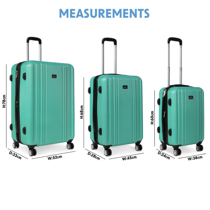 Dellonda 3-Piece Lightweight ABS Luggage Set with TSA Lock  Teal Dellonda  - Dynamic Drive