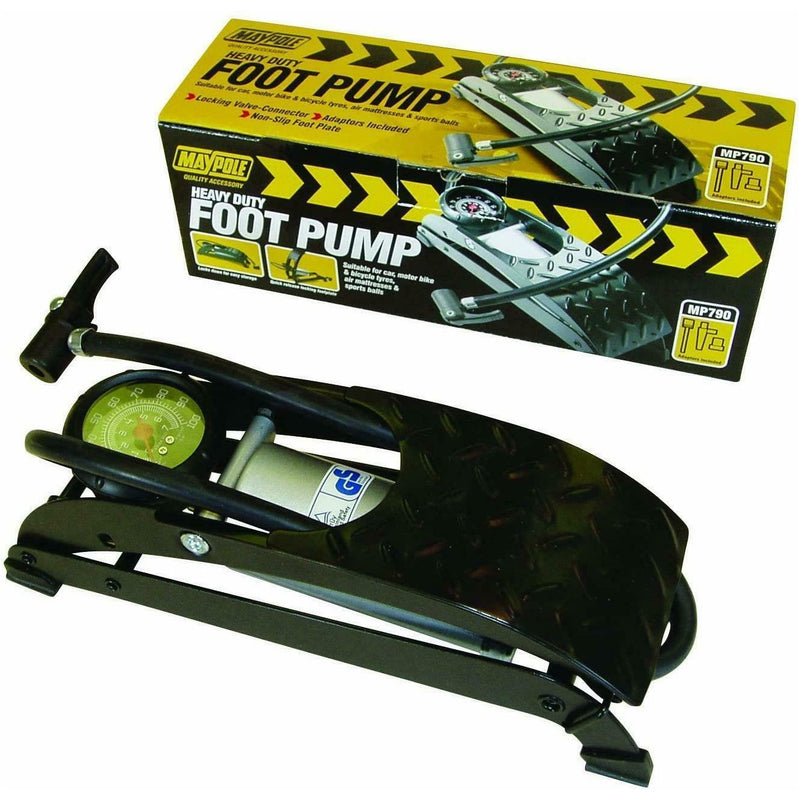 Maypole Heavy Duty Single Gauge Compact Foot Pump For Car Bycycle Tyres MP790 Maypole - Dynamic Drive