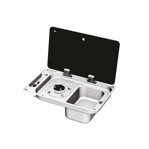 CAN 1 Burner Sink Combi Unit with Glass Lid and Piezo Ignition (Right Handed) CAN - Dynamic Drive