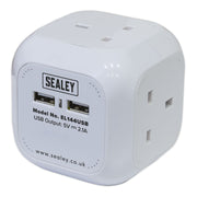 Sealey Extension Cable Cube 1.4m 4 x 230V & 2 x USB Sockets White EL144USB Sealey - Dynamic Drive