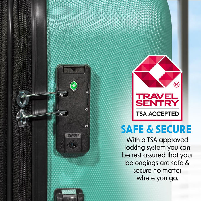 Dellonda 3-Piece Lightweight ABS Luggage Set with TSA Lock  Teal Dellonda  - Dynamic Drive