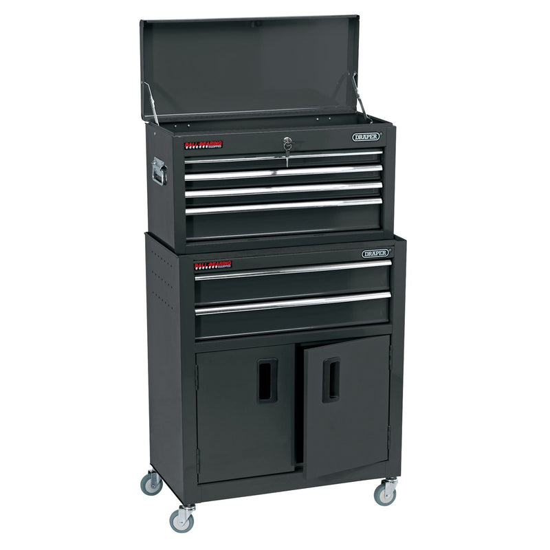 Draper Combined Roller Cabinet and Tool Chest, 6 Drawer, 24", Black 19572 Draper - Dynamic Drive