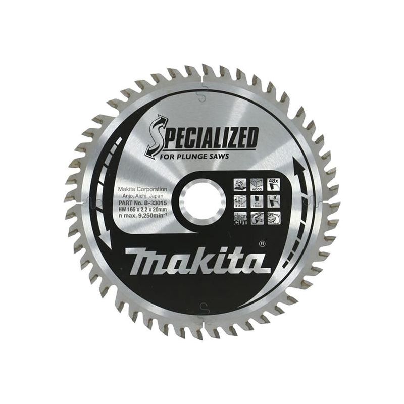 Makita B-33015 Specialized for Plunge Saws Blade 165 x 20mm x 48T Makita - Dynamic Drive