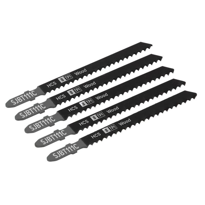 Sealey Jigsaw Blade General Wood 100mm 8tpi Pack of 5 SJBT111C Sealey - Dynamic Drive