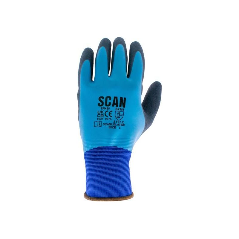 Scan Waterproof Latex Gloves - L (Size 9) Scan - Dynamic Drive