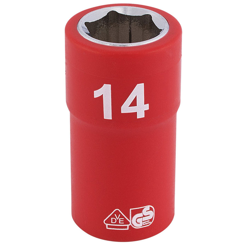 Draper Fully Insulated VDE Socket, 3/8" Sq. Dr., 14mm 31697 Draper - Dynamic Drive