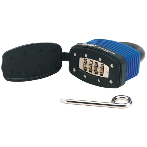 Draper Resettable 4 Number Combination Laminated Steel Padlock and Bumper, 48mm Draper - Dynamic Drive