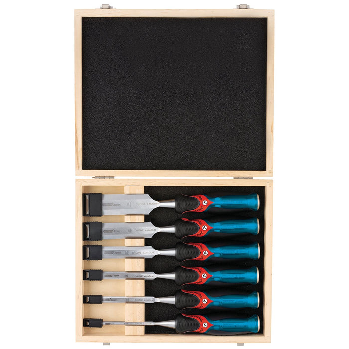 Draper Soft Grip 'Pound Thru' Bevel Edge Wood Chisel Set, 140mm (6 Piece) 70419 Draper - Dynamic Drive