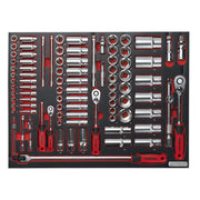 Sealey Tool Tray with Socket Set 91pc 1/4" 3/8" & 1/2"Sq Drive TBTP02 Sealey - Dynamic Drive