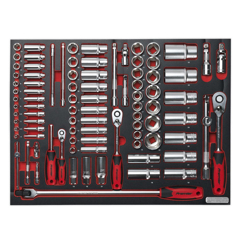 Sealey Tool Tray with Socket Set 91pc 1/4" 3/8" & 1/2"Sq Drive TBTP02 Sealey - Dynamic Drive