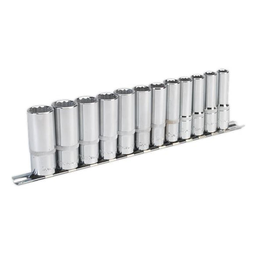 Sealey Premier Socket Set Deep WallDrive 12 Piece 3/8" Drive 12 Point 8-19mm Sealey  - Dynamic Drive