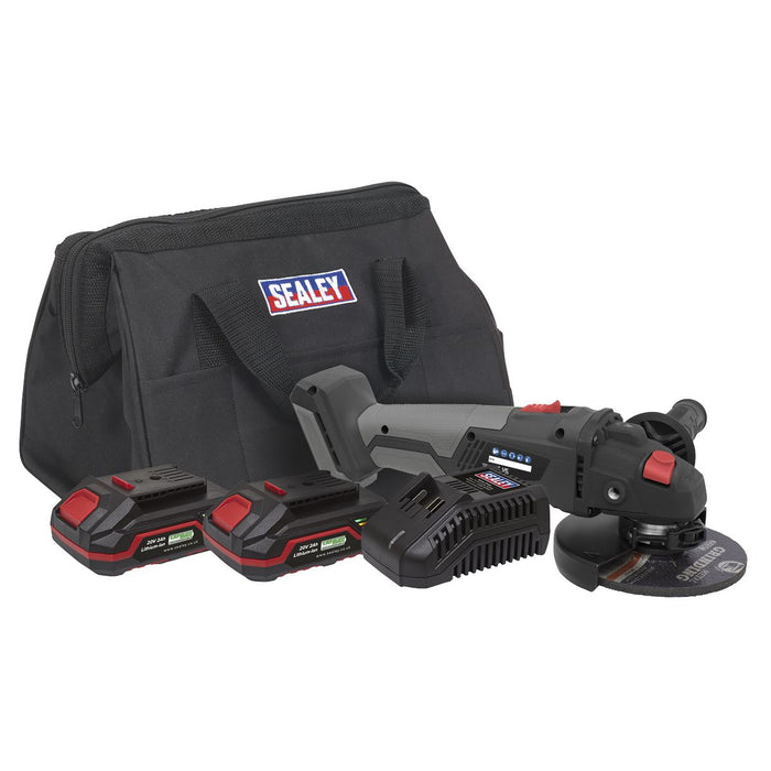 Sealey Brushless Angle Grinder Kit 20V SV20 Series 2 Batteries CP20VAGXKIT Sealey - Dynamic Drive