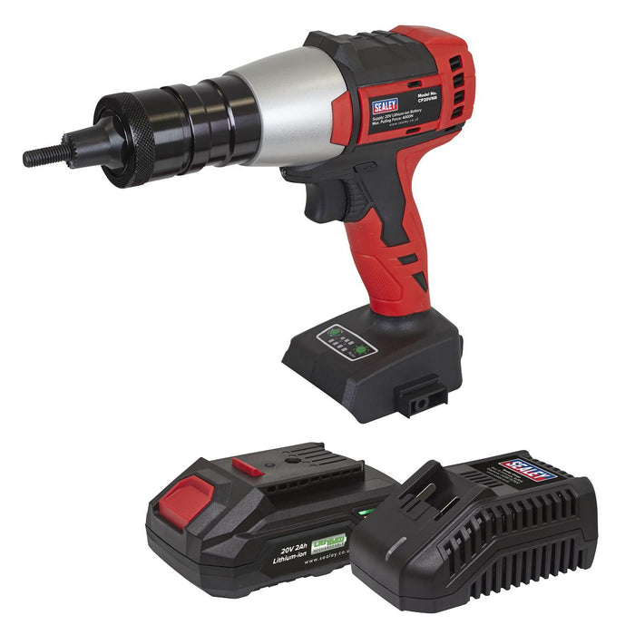 Sealey SV20 Series Brushless Cordless Nut Riveter 20V 2Ah CP20VNRKIT1 Sealey - Dynamic Drive