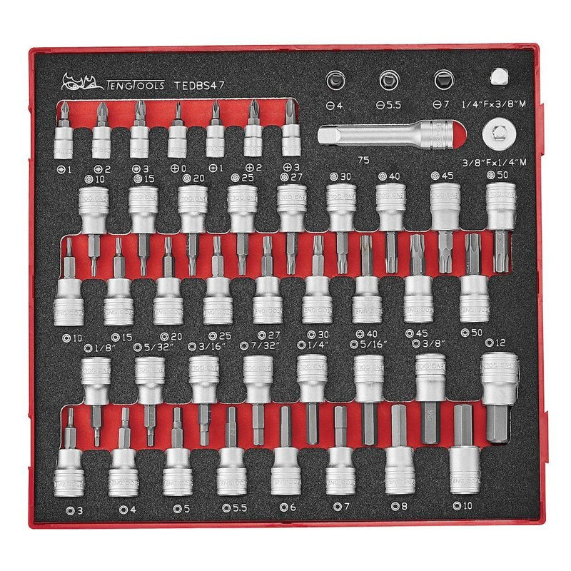 Teng Tools 1/4" & 3/8" Bit Socket Set FOAM2 47 Pieces Teng Tools - Dynamic Drive