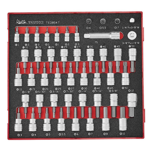 Teng Tools 1/4" & 3/8" Bit Socket Set FOAM2 47 Pieces Teng Tools - Dynamic Drive
