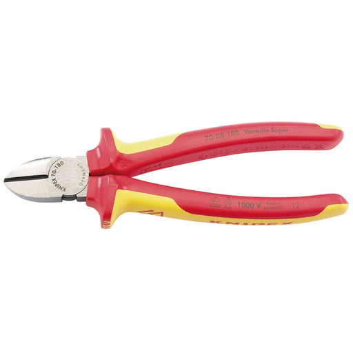 Draper Knipex 70 08 180UKSBE VDE Fully Insulated Diagonal Side Cutters, 180mm Draper - Dynamic Drive