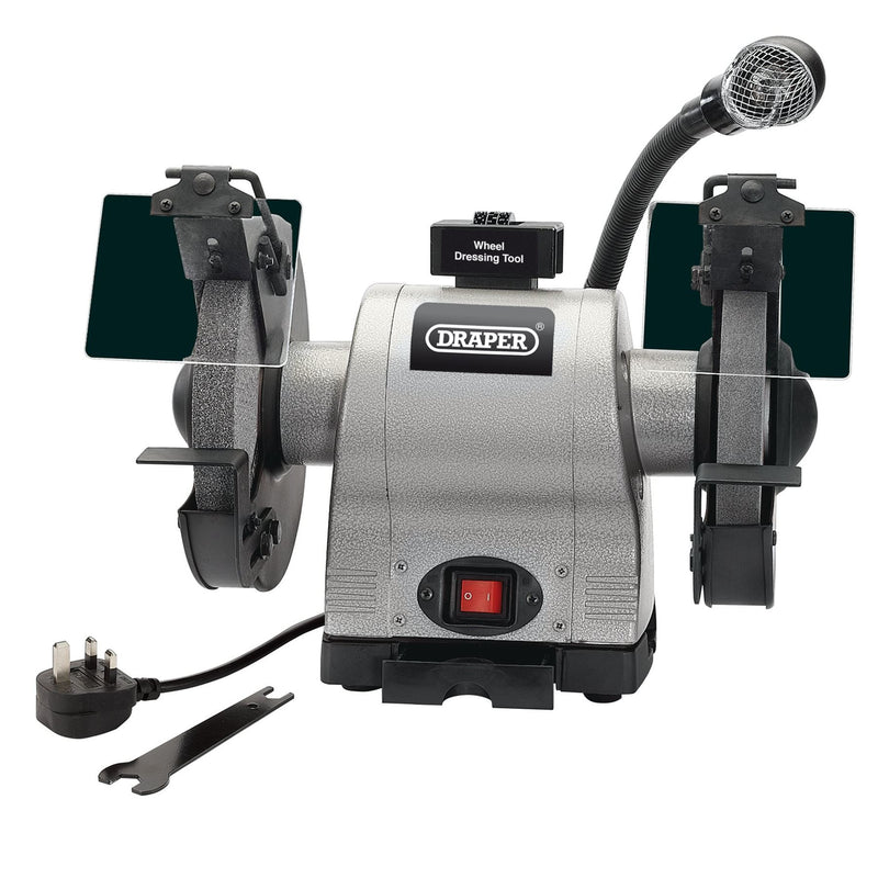 Draper Heavy Duty Bench Grinder with Worklight, 200mm, 550W 05097 Draper - Dynamic Drive