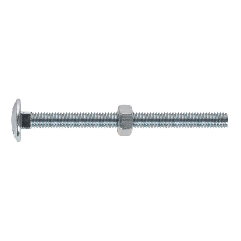 Sealey Coach Bolt & Nut M6 x 75mm Zinc DIN 603 Pack of 100 CBN675 Sealey  - Dynamic Drive