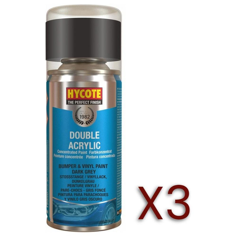 3x Hycote Aerosol Paint for Bumper Paint Dark Grey 150ml Hycote - Dynamic Drive