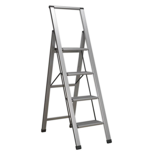 Sealey Aluminium Prof Folding Step Ladder 4-Step 150kg Capacity APSL4 Sealey  - Dynamic Drive
