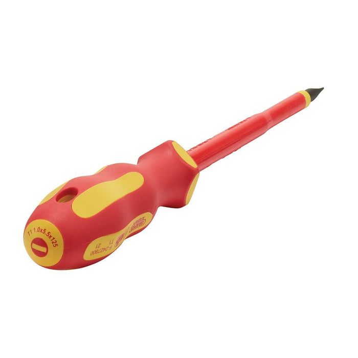 Draper XP1000 VDE Plain Slot Screwdriver, 5.5 x 125mm 64419 Draper - Dynamic Drive