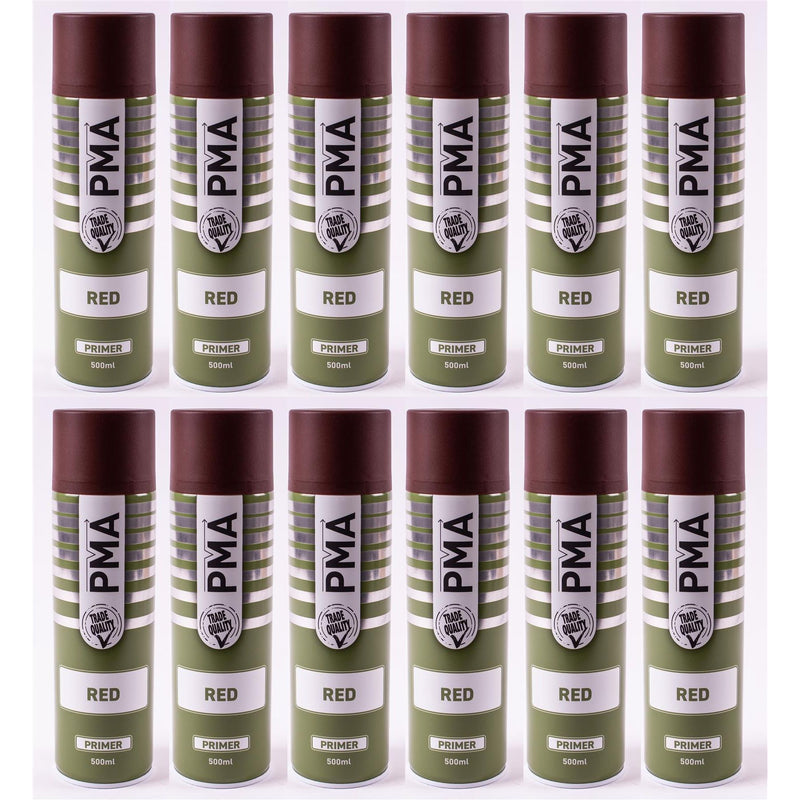 12 x PMA Tough Durable Primer Spray Paint - Red - 500ml PCPA1021 PMA - Dynamic Drive