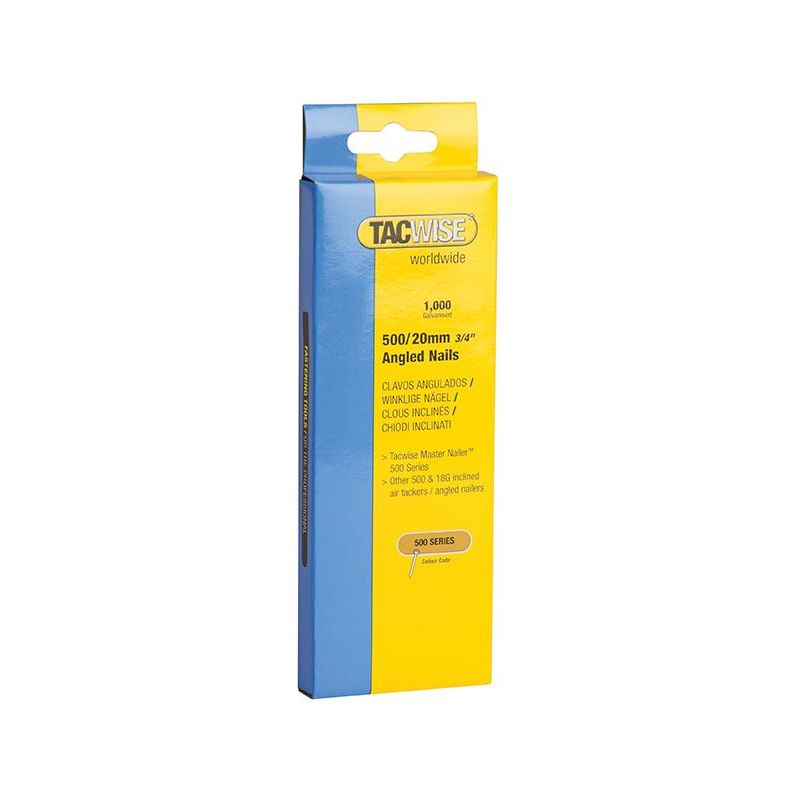 Tacwise 500 18 Gauge 20mm Angled Galvanised Nails (Pack 1000) Tacwise - Dynamic Drive