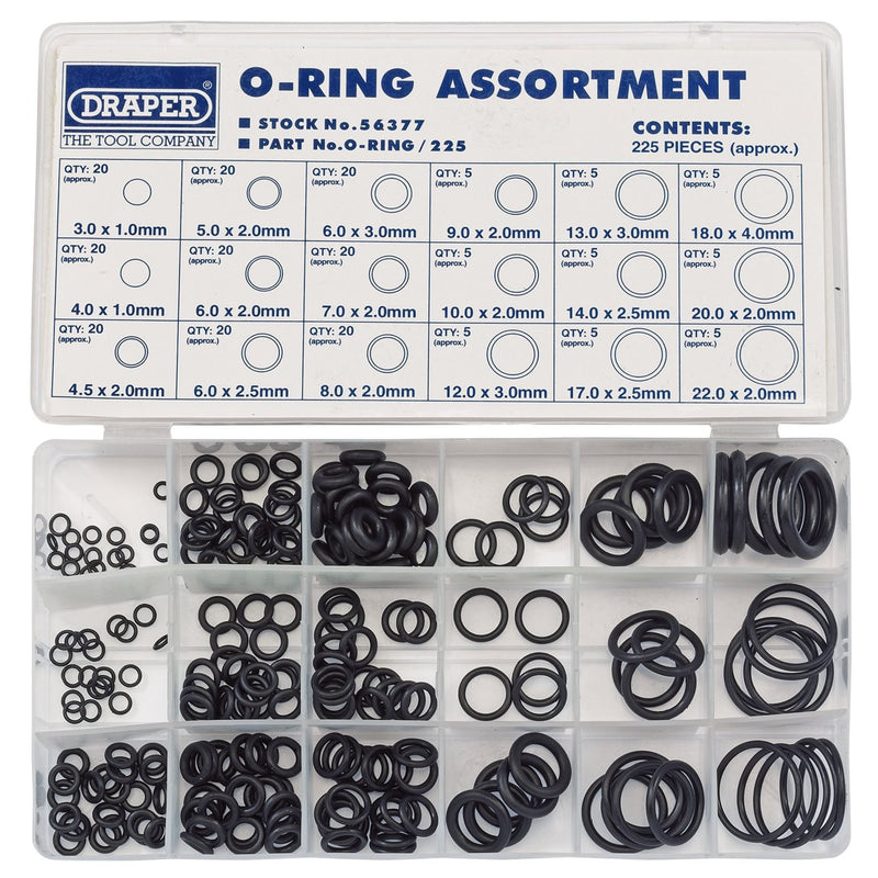 Draper O-Ring Assortment (225 Piece) 56377 Draper - Dynamic Drive