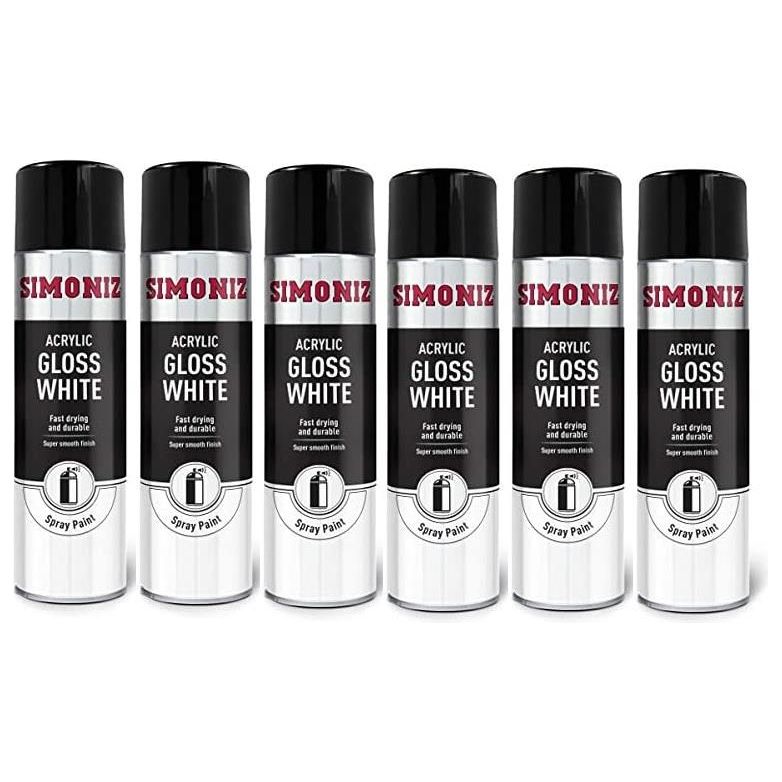 6x Simoniz Large Gloss White Acrylic Aerosol Auto Car Spray Paint 500ml SIMP18D Simoniz - Dynamic Drive