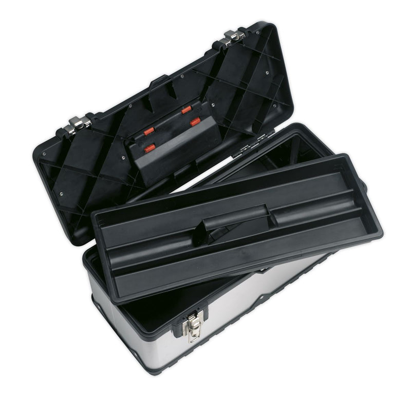 Sealey Stainless Steel Toolbox 660mm with Tote Tray AP660S Sealey - Dynamic Drive