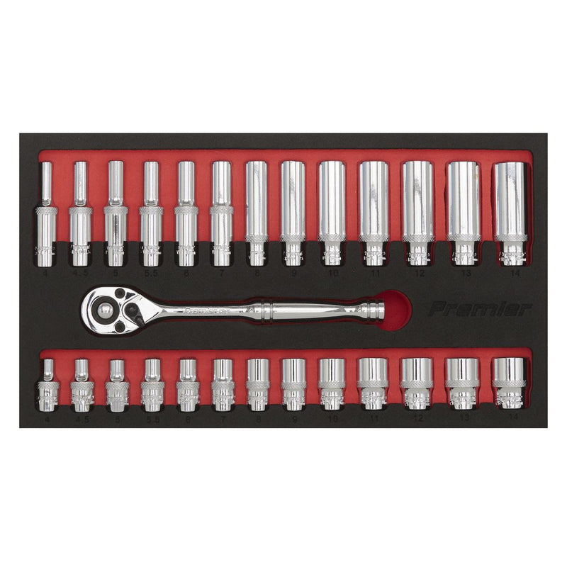 Sealey Ratchet Wrench & Socket Set 27pc 1/4"Sq Drive AK66721 Sealey - Dynamic Drive