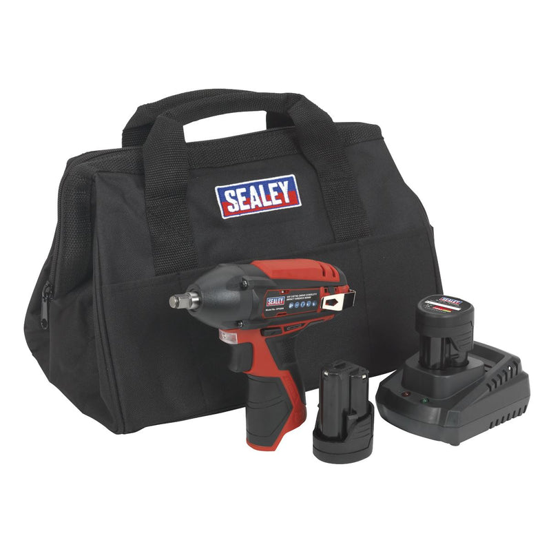 Sealey Impact Wrench Kit 3/8"Sq Drive 12V SV12 Series 2 Batteries CP1204KIT Sealey - Dynamic Drive