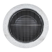 Dellonda Round MgO Fire Pit with BBQ Grill Ø75cm Safety Mesh Screen - Light Grey Dellonda - Dynamic Drive