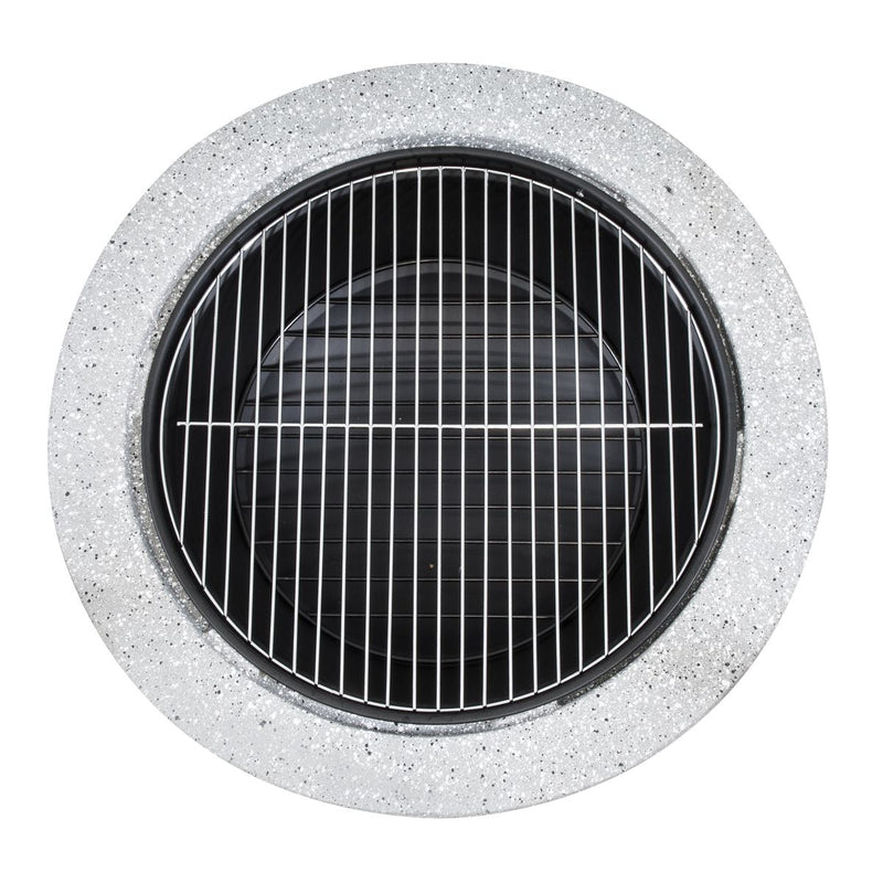 Dellonda Round MgO Fire Pit with BBQ Grill Ø75cm Safety Mesh Screen - Light Grey Dellonda - Dynamic Drive