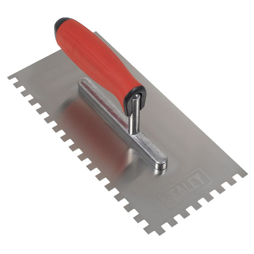 Sealey Stainless Steel 8mm Notched Trowel with Rubber Handle 270mm T7808 Sealey - Dynamic Drive