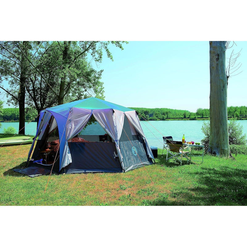 Coleman Cortes Octagon 8 Person Dome Glamping Yurt Camping Family Tent Blue Coleman - Dynamic Drive