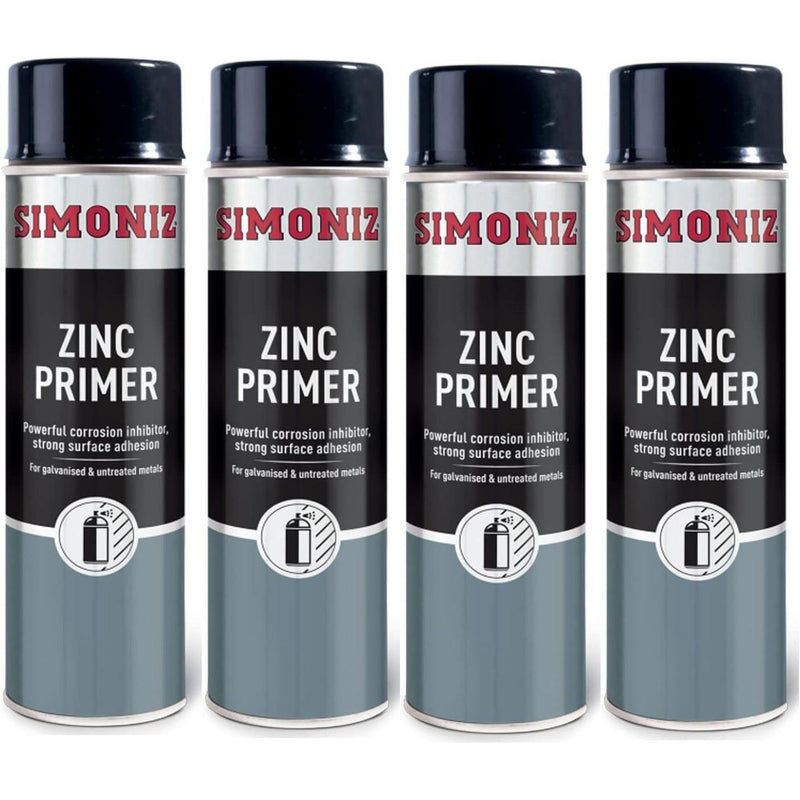 4x Simoniz Zinc Metal Primer Auto Car Spray Paint 500ml Aerosol SIMP10D Simoniz - Dynamic Drive