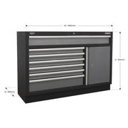Sealey Modular 7 Drawer Floor Cabinet 1360mm APMS64 Sealey - Dynamic Drive