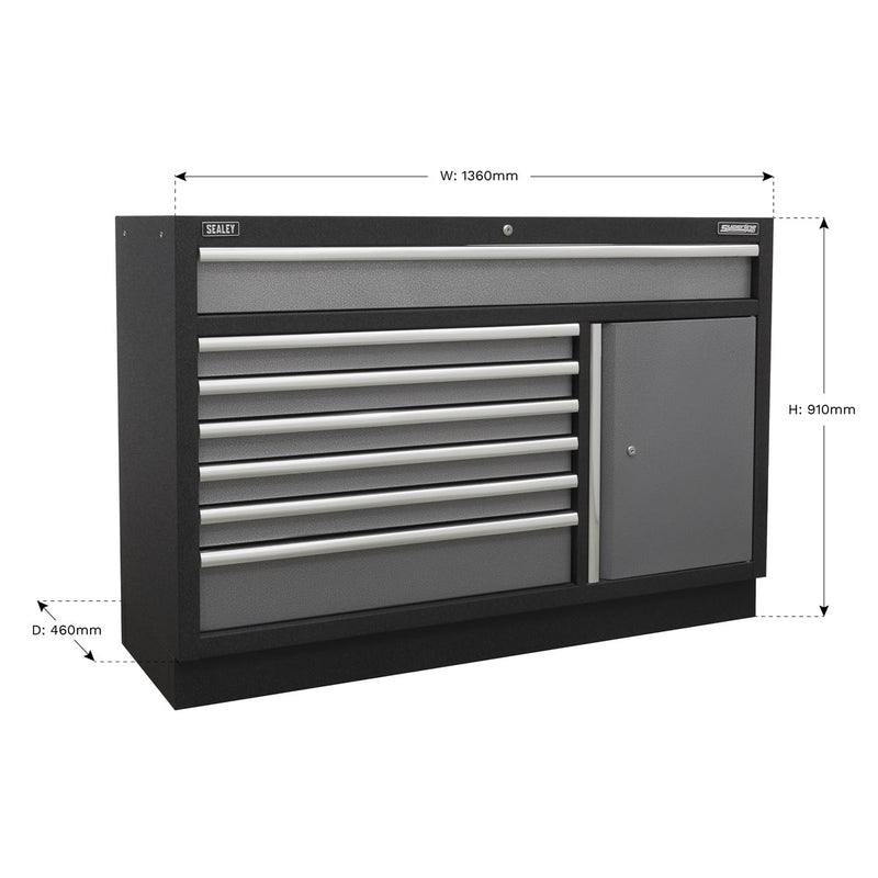 Sealey Modular 7 Drawer Floor Cabinet 1360mm APMS64 Sealey - Dynamic Drive