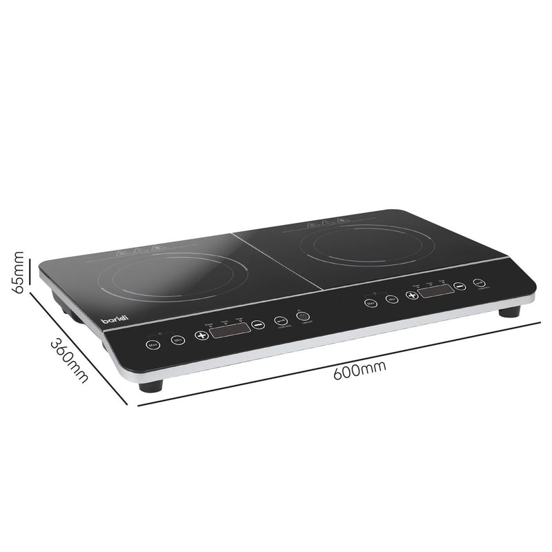 Baridi Portable Induction Hob with 2 Cooking Zones 60 x 36 x 6.5cm - Black Baridi - Dynamic Drive