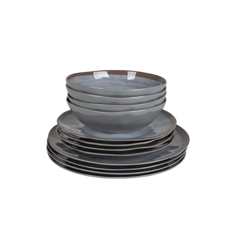 Bo-Camp Tableware Halo Melamine 12 Pieces Grey Bo-Camp - Dynamic Drive