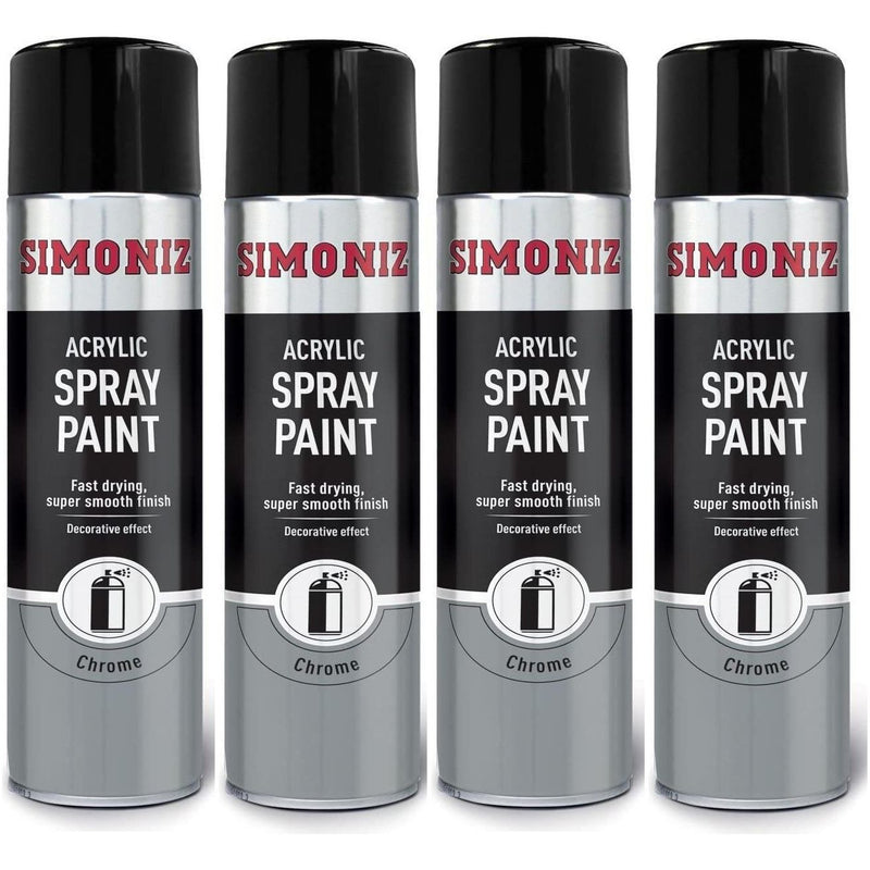4x Simoniz Chrome Effect Aerosol High Quality Spray Paint 500ml SIMP20D Simoniz  - Dynamic Drive