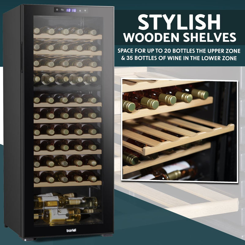 Baridi 55 Bottle Dual Zone Wine Fridge & Cooler DH93 Baridi - Dynamic Drive