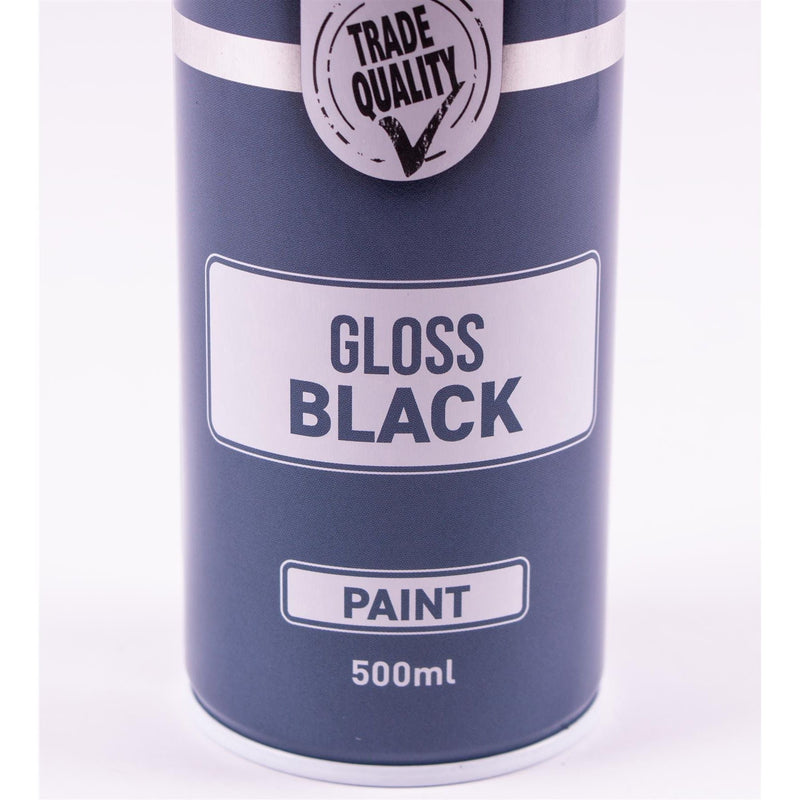 6x Autotek Professional Gloss Black 500ml Spray Paint High Coverage Autotek - Dynamic Drive