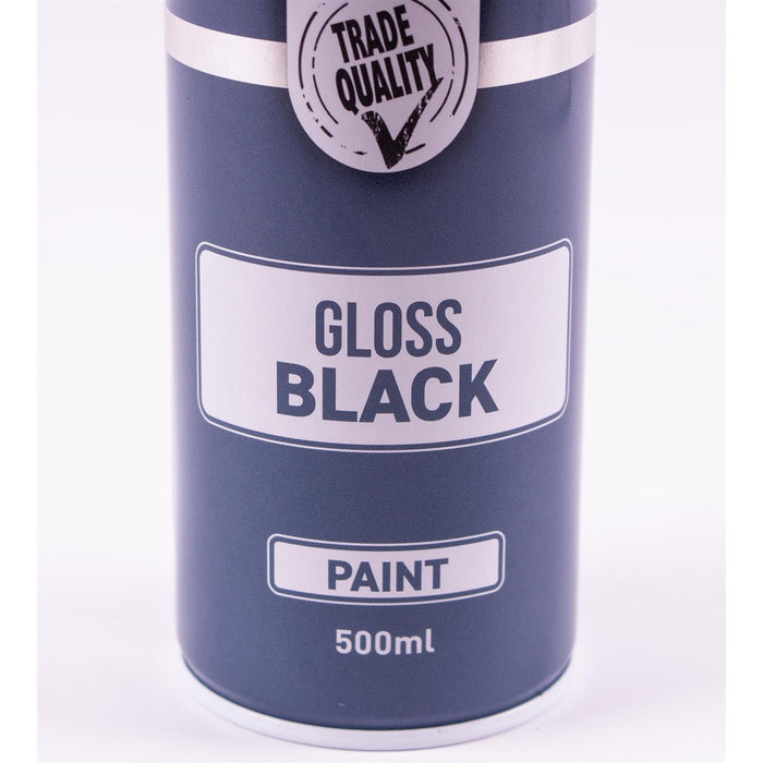 6x Autotek Professional Gloss Black 500ml Spray Paint High Coverage Autotek - Dynamic Drive
